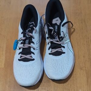 Asics White, Pink, and Black Athletic Sneakers